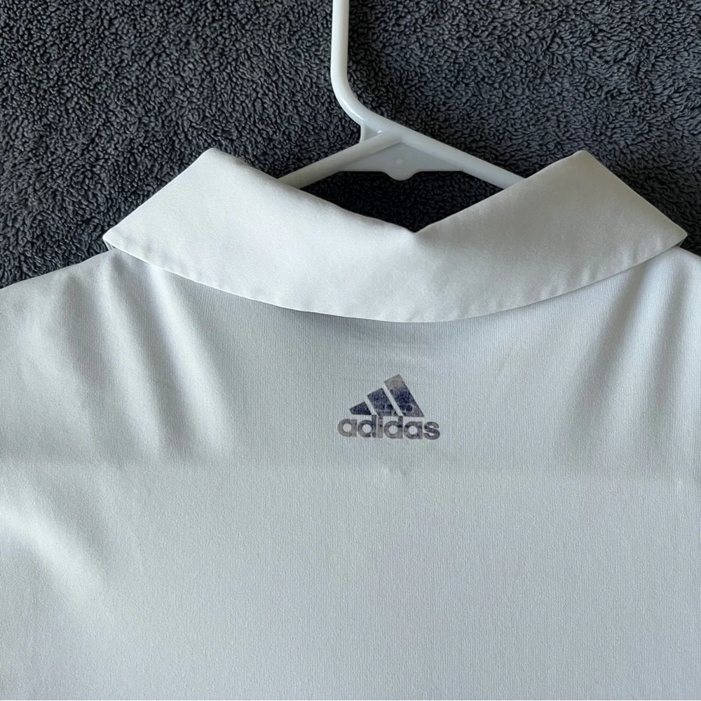 🔥adidas White and Blue Polo with Purple Accents